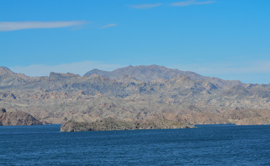 Wall Mural - Beautiful view of Lake Mohave on the Arizona Nevada border, in the Lake Mead National Recreation Area. Mohave County, Arizona USA