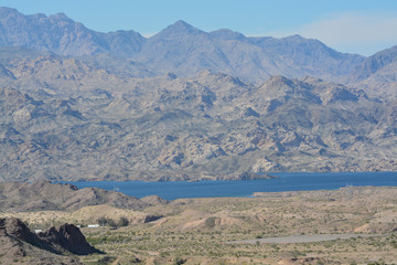 Wall Mural - Beautiful view of Lake Mohave on the Arizona Nevada border, in the Lake Mead National Recreation Area. Mohave County, Arizona USA
