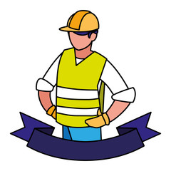 Sticker - technician man in uniform on white background