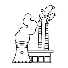 Poster - nuclear reactor with smoke clouds on white background