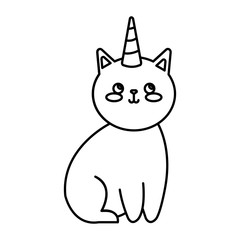 Poster - cute cat unicorn fantasy icon vector illustration design