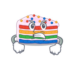 Sticker - Rainbow cake cartoon character style having angry face