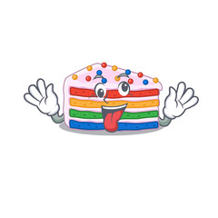 Sticker - Cute sneaky rainbow cake Cartoon character with a crazy face