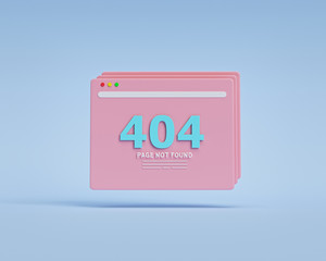 Poster - Page not found 404 design. 404 error web page concept in pastel blue background. minimal style. 3d rendering