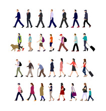 Walking Person (male, Female, Business Person) Sihouette Illustration Collection (side View)
