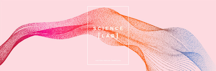 panoramic science or technology background with dynamic particles. trendy colourful design template.