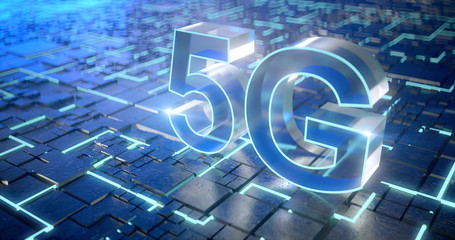 Wall Mural - 5G Network Internet Mobile Wireless Business concept. 3d Rendering.