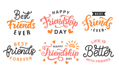 happy friendship day cute hand lettering big set