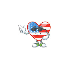 Sticker - Super cool independence day love mascot character wearing black glasses