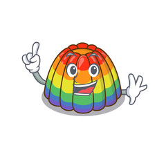 Poster - mascot cartoon concept rainbow jelly in One Finger gesture