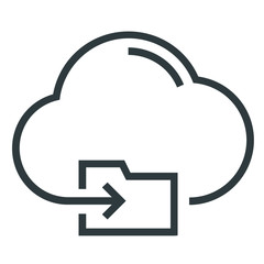 Sticker - file sharing cloud black line icon on white background	