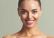 Teeth smile woman healthy beautiful smile model natural skin make up