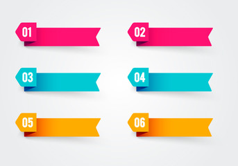 Poster - vector illustration bullet point flags. banner in retro color with number 1 to 6