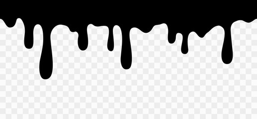 Wall Mural - drip of oil, sauce or paint isolated on transparent background. black chocolate melt liquid splash b