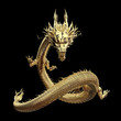 Full body gold dragon in smart pose with 3d rendering include alpha path.