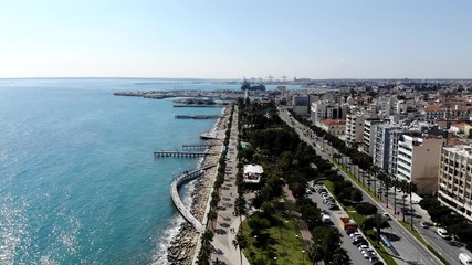 Canvas Print - Drone view of Limassol city and marina harbor, Cyprus