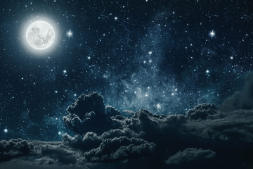 backgrounds night sky with stars and moon and clouds. Elements of this image furnished by NASA