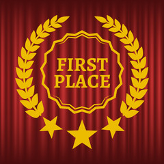 Wall Mural - golden wreath metal medal. the reward for first place. awards and trophies single icon in flat style