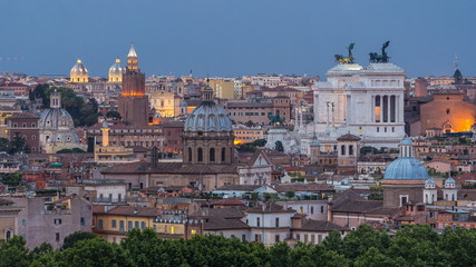 Wall Mural - Panoramic view of historic center day to night timelapse of Rome, Italy