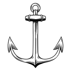 Wall Mural - Illustration of anchor in engraving style on white background. Design elements for poster, t-shirt.