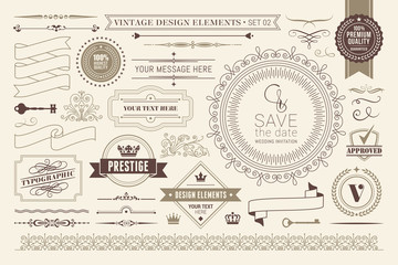 Wall Mural - calligraphic design elements . decorative swirls and scrolls, vintage frames , flourishes, labels an
