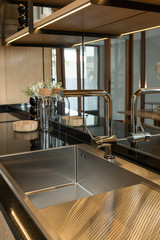 Modern faucet tap water with stainless steel interior contemporary built in kitchen