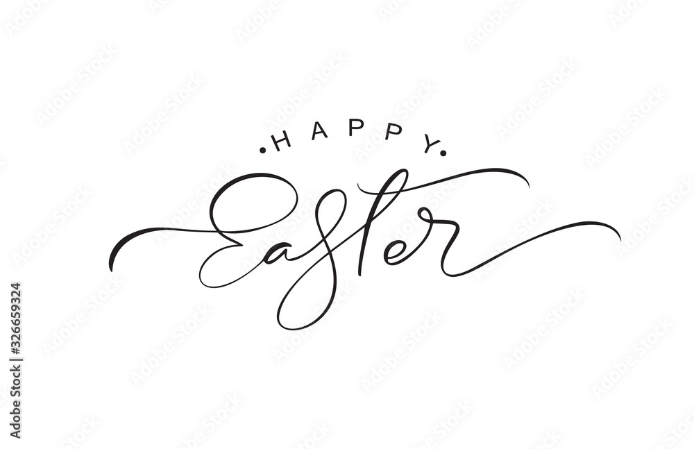 Happy Easter vintage vector calligraphy text. Hand drawn lettering poster for Easter. Modern Handwritten brush type isolated on white background - obrazy, fototapety, plakaty 
