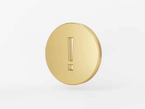 Golden metal 3d icon object isolated in white background. 3d rendering - illustration.
