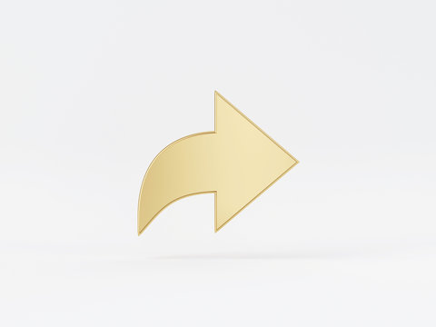 Golden metal 3d icon object isolated in white background. 3d rendering - illustration.