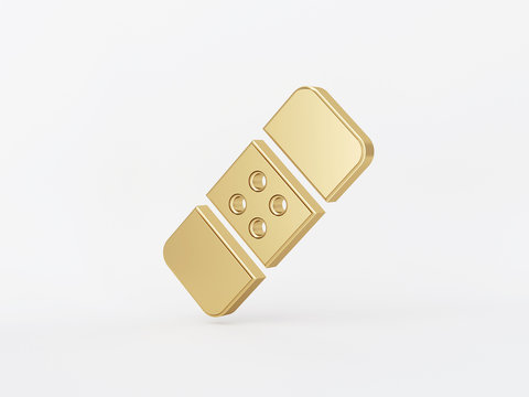 Golden metal 3d icon object isolated in white background. 3d rendering - illustration.