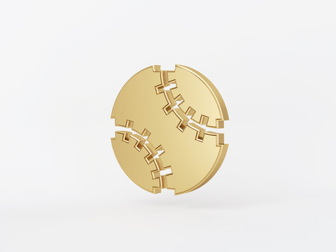 Golden metal 3d icon object isolated in white background. 3d rendering - illustration.