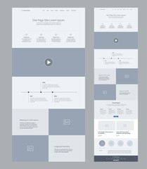 Fototapete - landing page wireframe design for business. one page website layout template. modern responsive desi