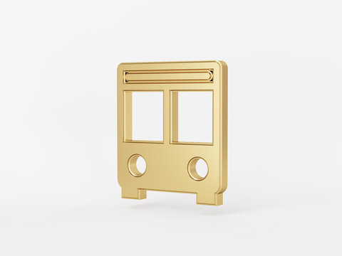 Golden metal 3d icon object isolated in white background. 3d rendering - illustration.