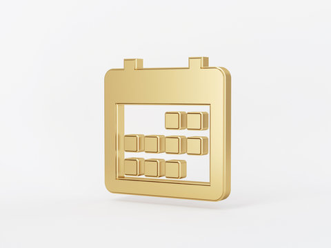 Golden metal 3d icon object isolated in white background. 3d rendering - illustration.