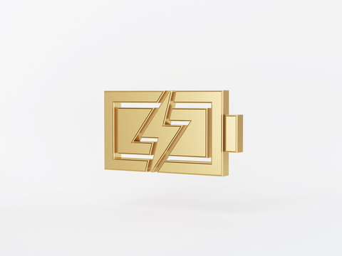 Golden metal 3d icon object isolated in white background. 3d rendering - illustration.