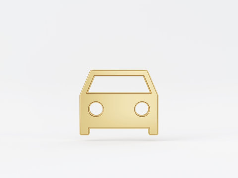 Golden metal 3d icon object isolated in white background. 3d rendering - illustration.