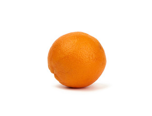 Wall Mural - round ripe orange in peel isolated on a white background