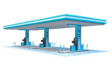 Gas Station Canopy Light Blue View1 
