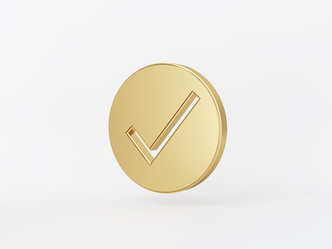 Golden metal 3d icon object isolated in white background. 3d rendering - illustration.