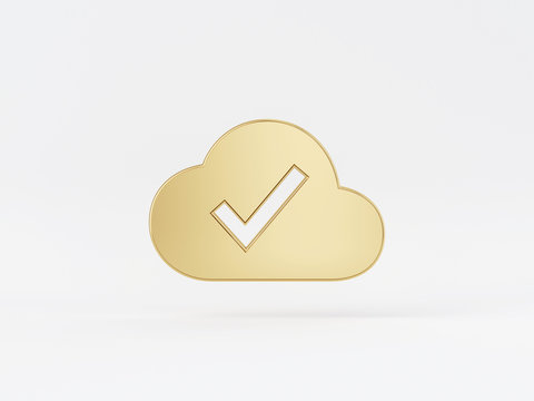 Golden metal 3d icon object isolated in white background. 3d rendering - illustration.
