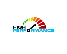 High Performance Speed Wordmark Logo With Illustration Of Speed Indicator Gauge On Maximal Power