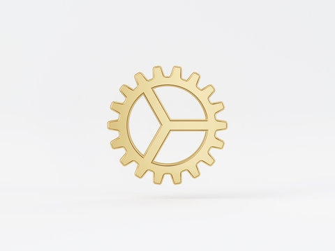 Golden metal 3d icon object isolated in white background. 3d rendering - illustration.