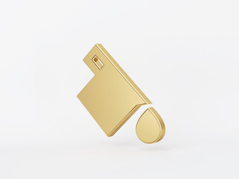 Golden metal 3d icon object isolated in white background. 3d rendering - illustration.