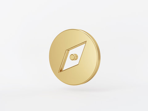 Golden metal 3d icon object isolated in white background. 3d rendering - illustration.