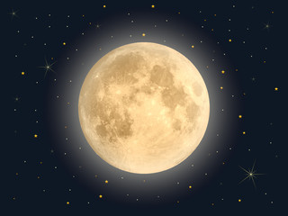 Wall Mural - full moon with star , vector