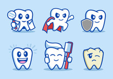 Collection Of Dental Tooth Cartoon Character Design