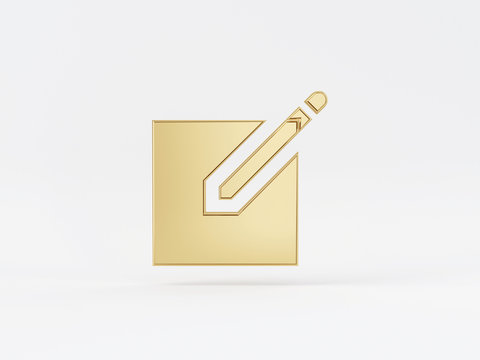 Golden metal 3d icon object isolated in white background. 3d rendering - illustration.