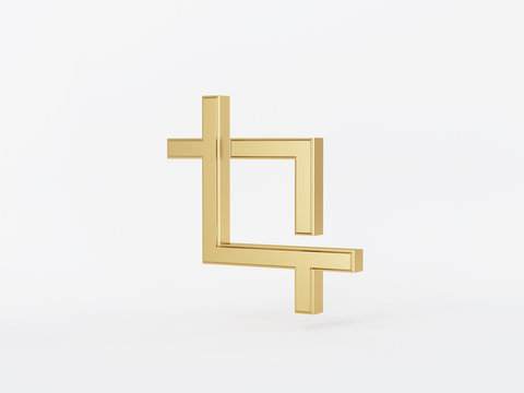 Golden metal 3d icon object isolated in white background. 3d rendering - illustration.