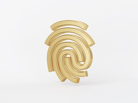 Golden metal 3d icon object isolated in white background. 3d rendering - illustration.