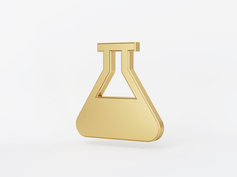 Golden metal 3d icon object isolated in white background. 3d rendering - illustration.